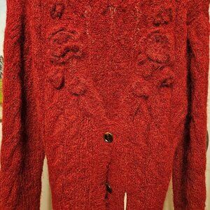 LaceMade Cardigan..size small but runs big.  Semi sweet chiffon is Sold Out Lace